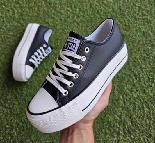 ZAPATILLAS CONVERSE PLATAFORMA CUERO NEGRO