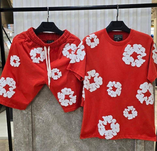 CONJUNTO CORTO DENIM TEARS ROJO